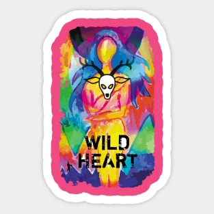 WILD HEART girl portrait in vivid colors Sticker